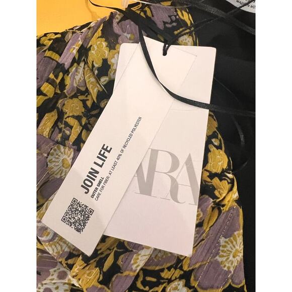New Zara One-Shoulder Floral Ruched Mini Dress - Picture 9 of 10